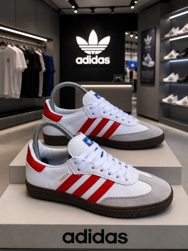 Adidas Samba Blanco Talon Rojo  AD456