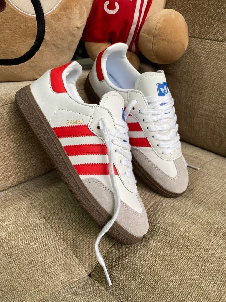 Adidas Samba Blanco Talon Rojo  AD456