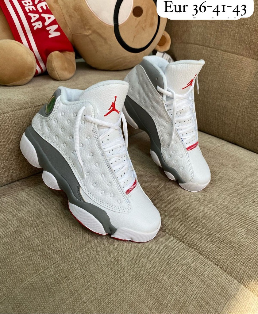 Jordan Retro 13 Blanco Gris Rojo JD205