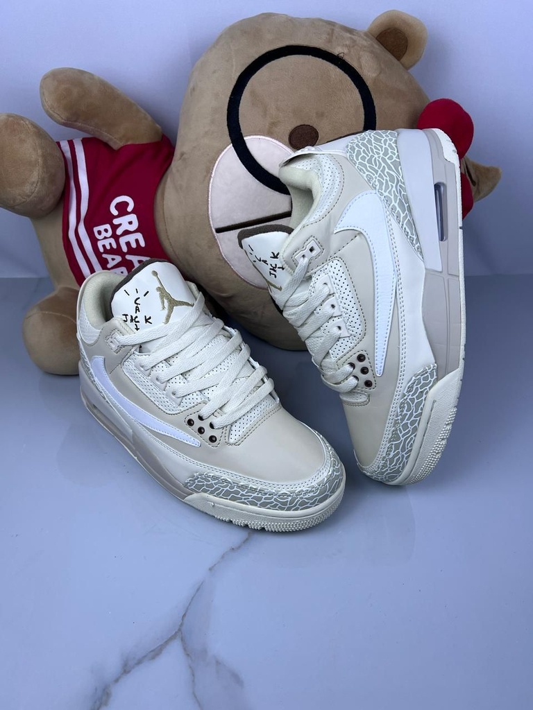 Jordan Retro 3 Travis Beige Gris  chulo blanco JD248