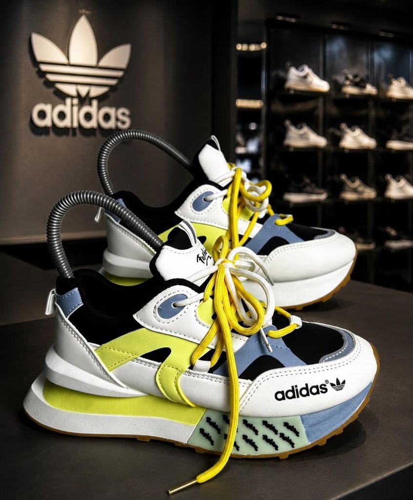 Adidas Fashion Plataforma Blanco Amarillo AD345