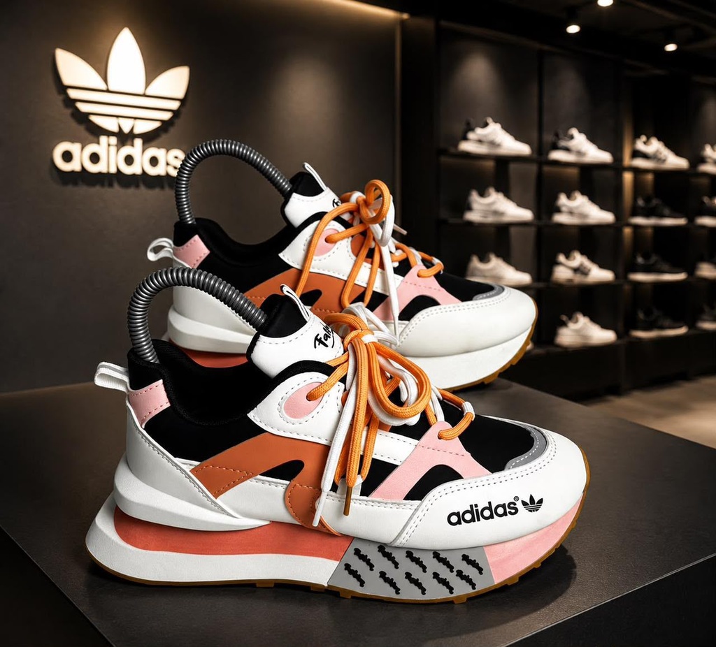 Adidas Fashion Plataforma Blanco Rosado Ad346