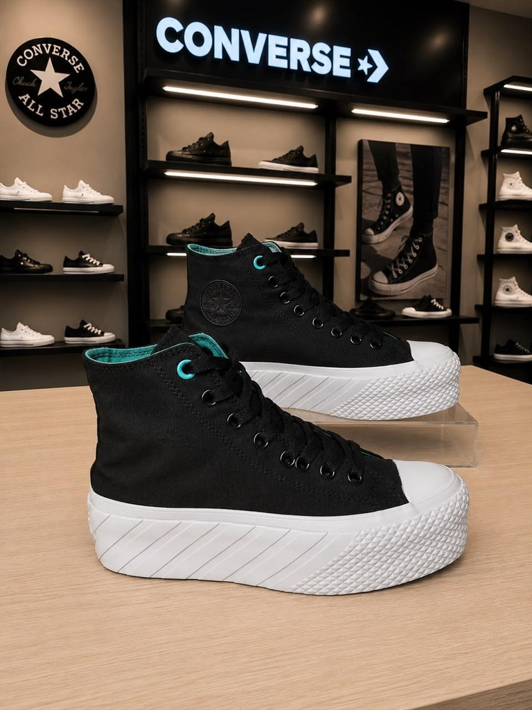 Converse Negro Suela Blanco Plataforma CV39