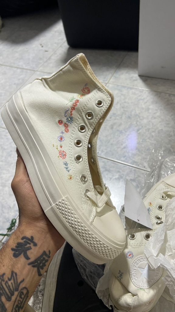 Converse Beige Flores Plataforma CV41