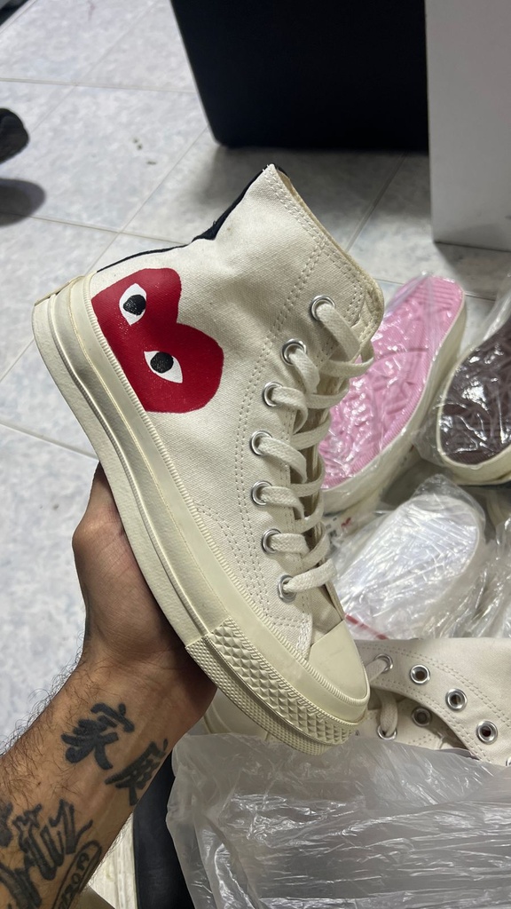 Converse Comme Des Beige Talon Negro Plataforma CV40