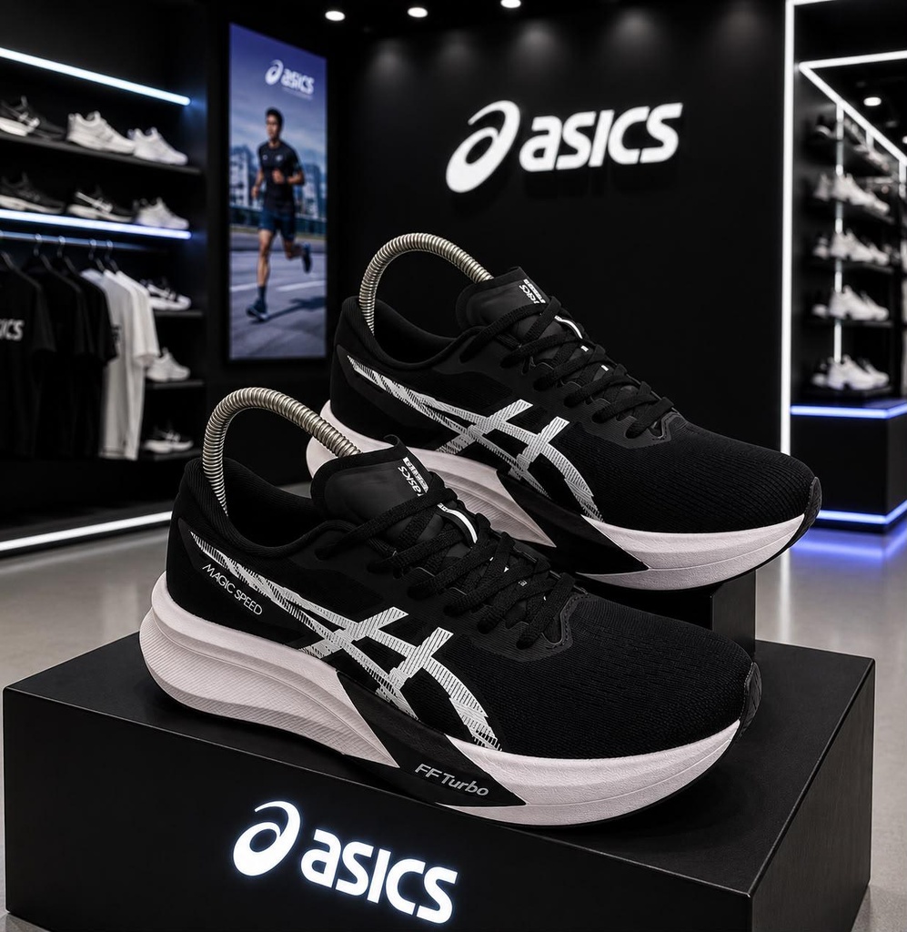 Asics Negra Suela Blanca 