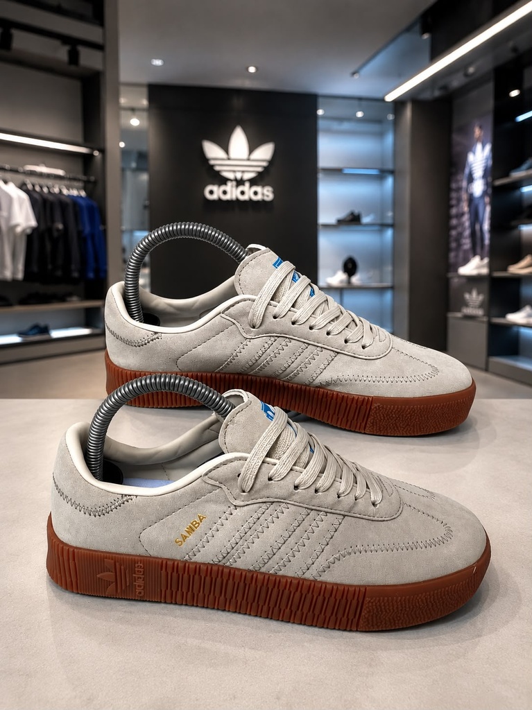 Adidas Samba Plataforma Beige-Cafe