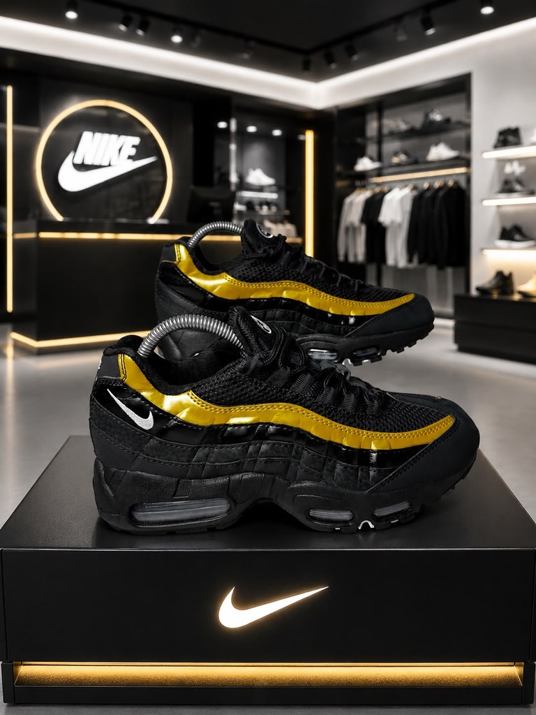 Nike 7 Camaras Negro Linea Dorada