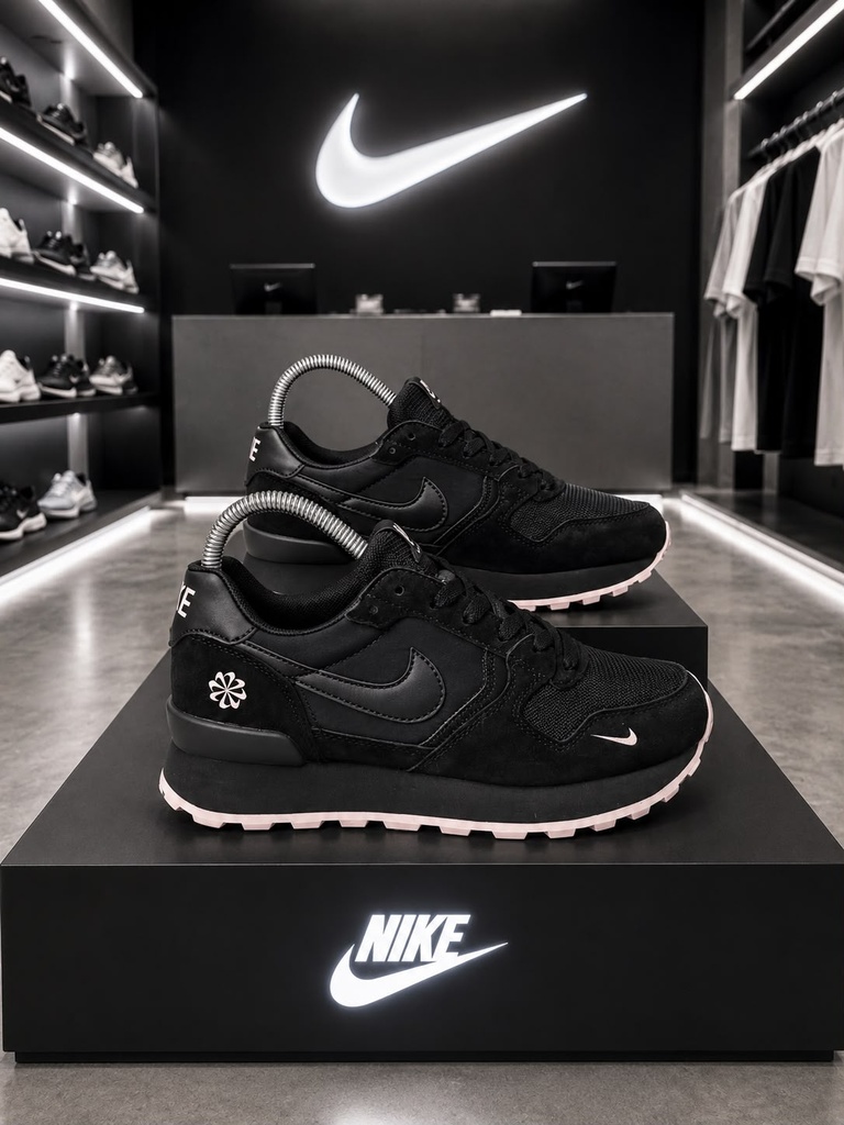 Nike Internacional II Negro Suela Rosa