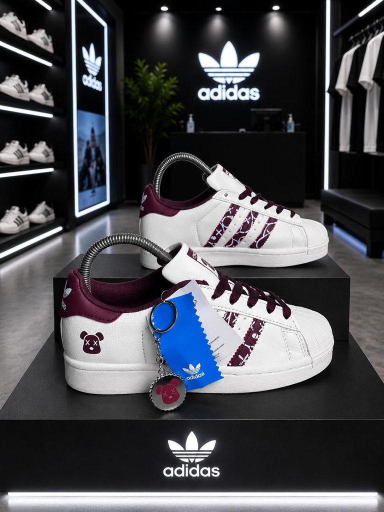 Adidas Superstar Blanco Vinotinto Osito