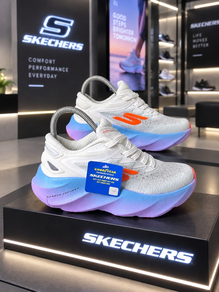 Skechers Aero Burst Blanca Suela Colores