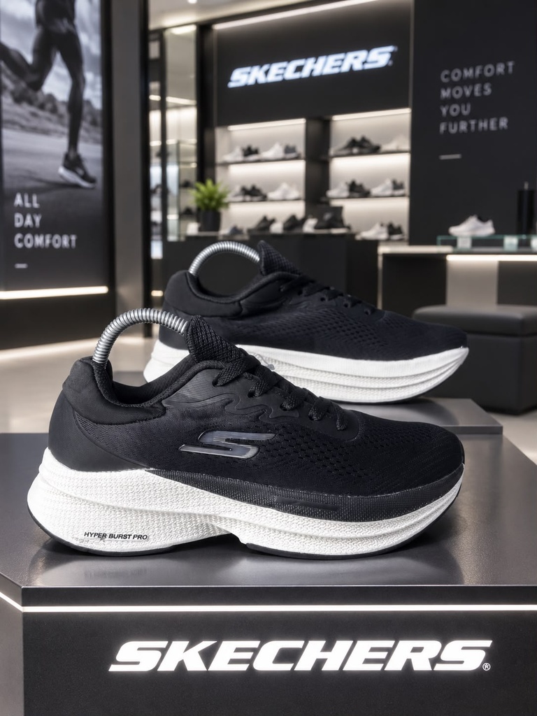 Skechers Go Run Negro Blanco