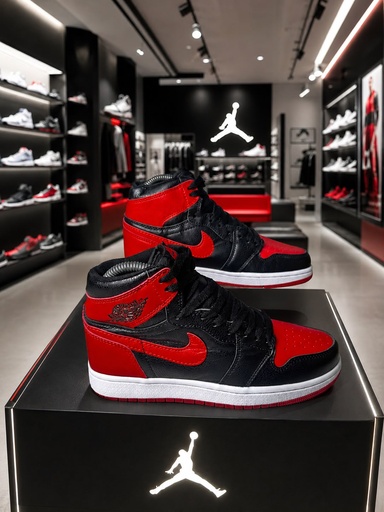 Jordan Retro 1 Bota Negro-Rojo Mate