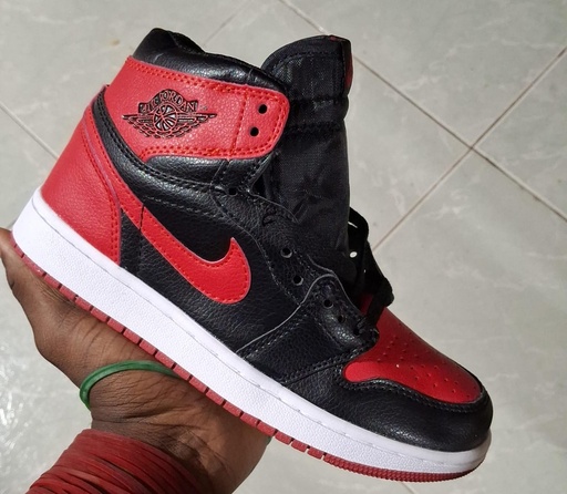 Jordan Retro 1 Bota Negro-Rojo Mate