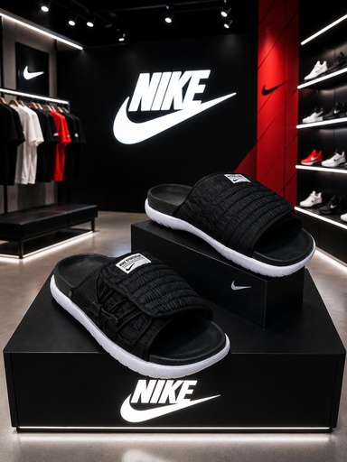 Chancla Nike Azuna Negro Blanco 