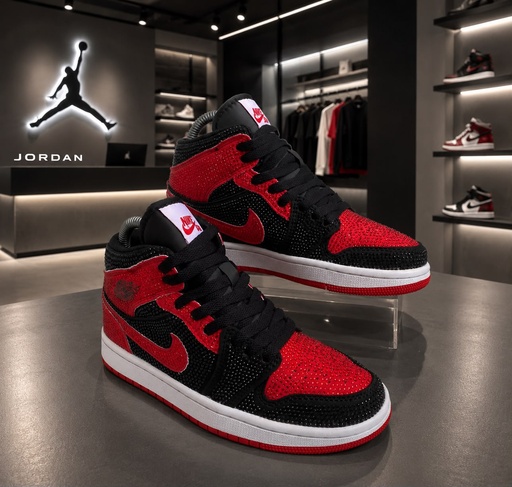 Jordan Retro 1 Negra Roja Perlada