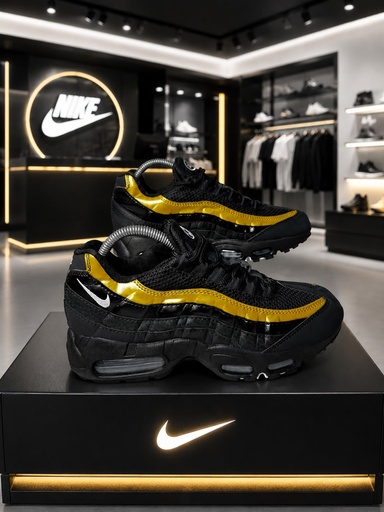 Nike 7 Camaras Negro Linea Dorada