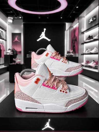 Jordan Retro 3 Blanco Rosado Flores