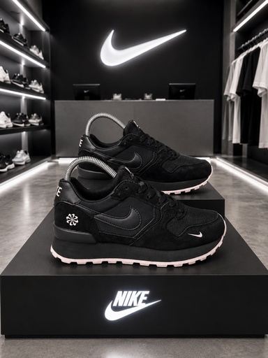 Nike Internacional II Negro Suela Rosa