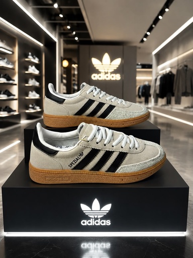 Adidas Spezial Beige Lineas Negras (Cordon Plano)