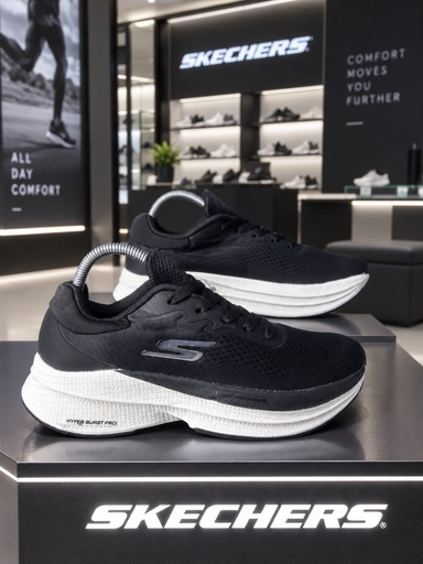 Skechers Go Run Negro Blanco